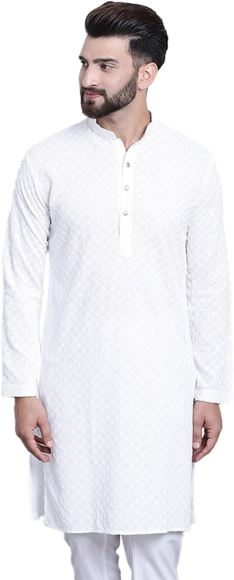 Men'S Pure Cotton Sequence Only Long Kurta