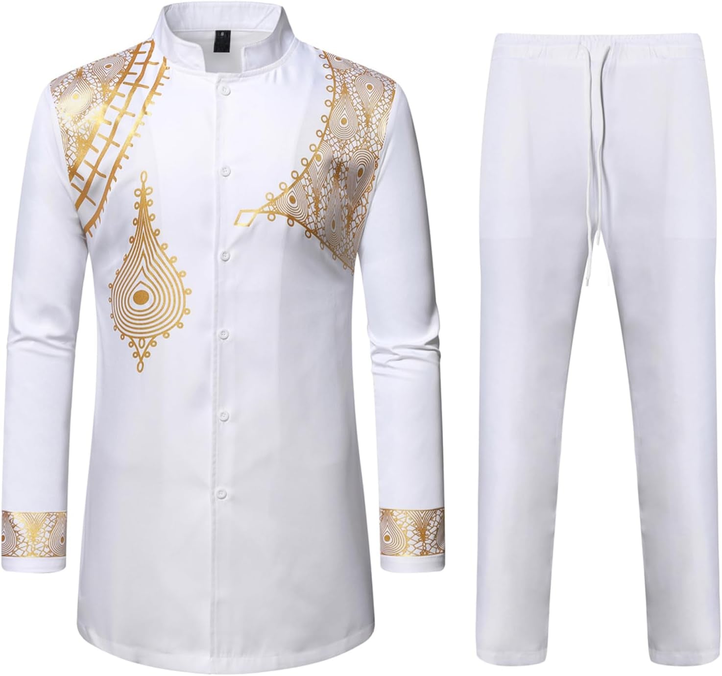 Men's Traditional 2-Piece Suit – Long Sleeve Shirt & Pants for Weddings & Events