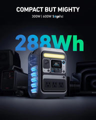 Anker SOLIX C300 Portable Power Station, Outdoor 288Wh Lifepo4 Battery, 300W (600W Surge) Solar Generator, 140W Two-Way Fast Cha