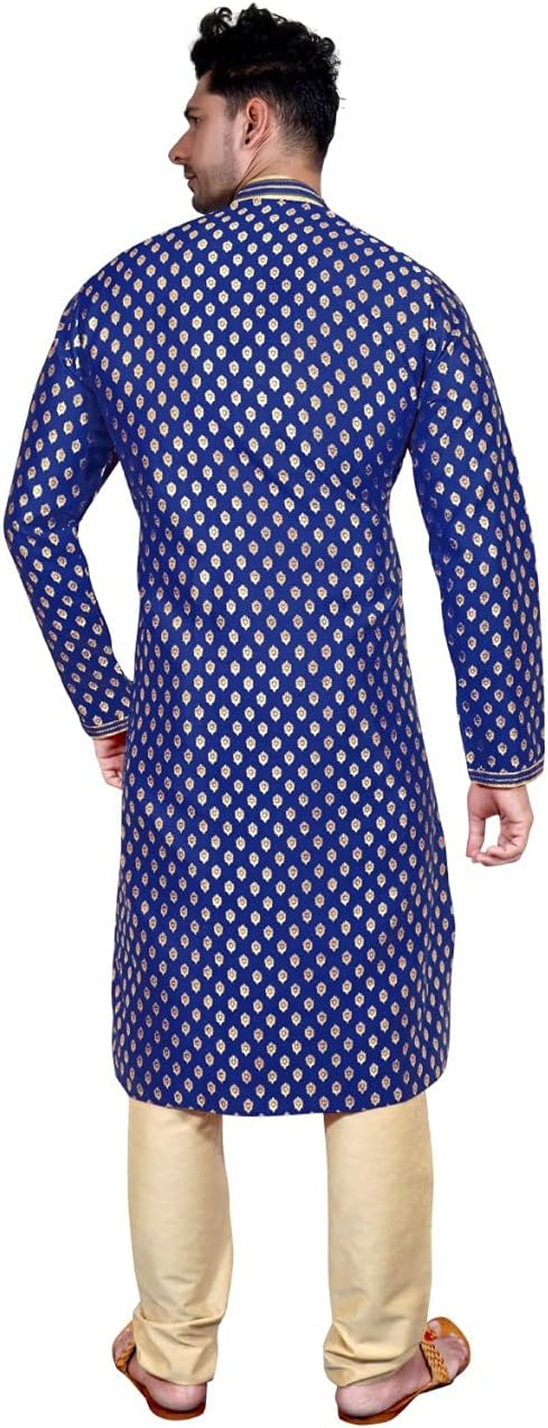 Men'S Blue Kurta Pajama Set Wedding Kurta Pyjama Indian Party Suit