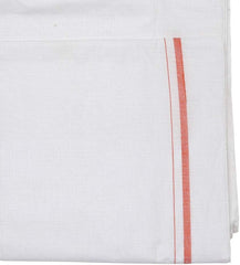 Men's White Cotton Dhoti – Full-Length Ethnic Wear with Border