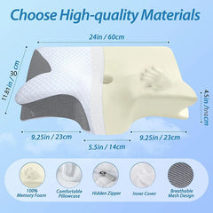 2-in-1 Memory Foam Neck Pillow – Ergonomic Support for Pain Relief