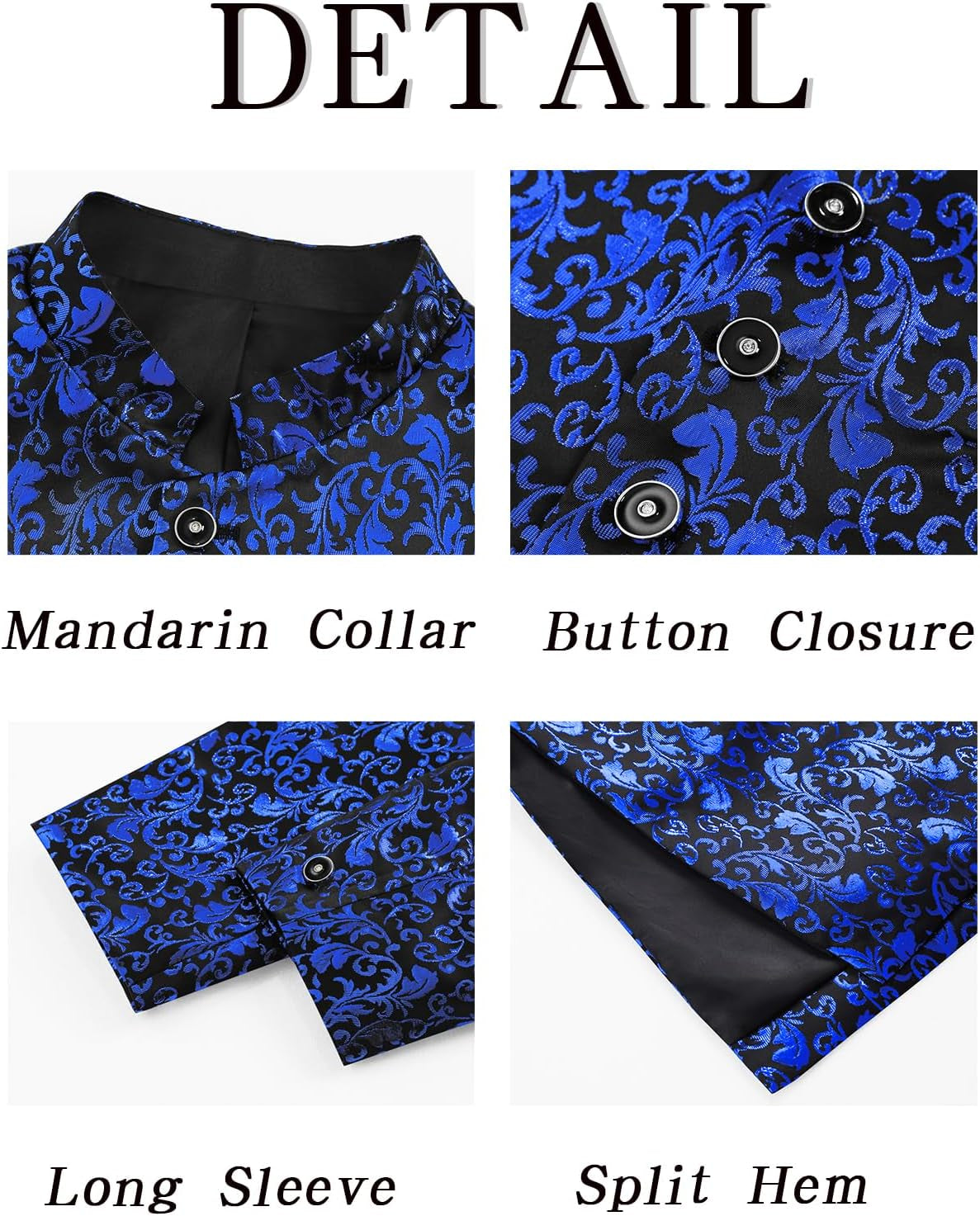Men's Royal Ethnic Sherwani Blazer – Shiny Mandarin Collar Wedding & Party Wear