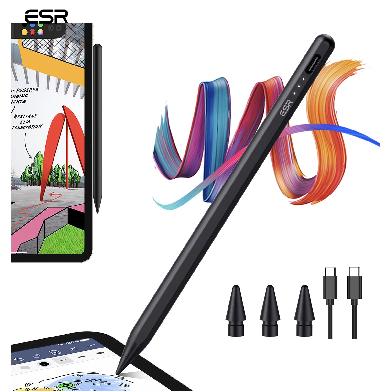 Stylus Pen for Ipad 2018-2022 Ipad Pro 12.9/11 Inch with Tilt Sensitivity Palm Rejection Compatible with Ipad Air 5/4 Ipad