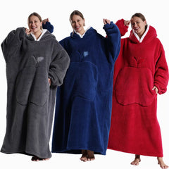 Extra Long Hooded Sweatshirts Women Wearable Blanket Hoodie