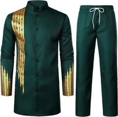Men's Traditional 2-Piece Suit – Long Sleeve Shirt & Pants for Weddings & Events